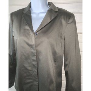 J Crew Womens Sz 8 Cotton Stretch Khaki Hidden Button Blazer Jacket Lined EUC
